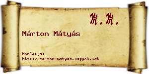 Márton Mátyás névjegykártya