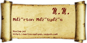Márton Mátyás névjegykártya